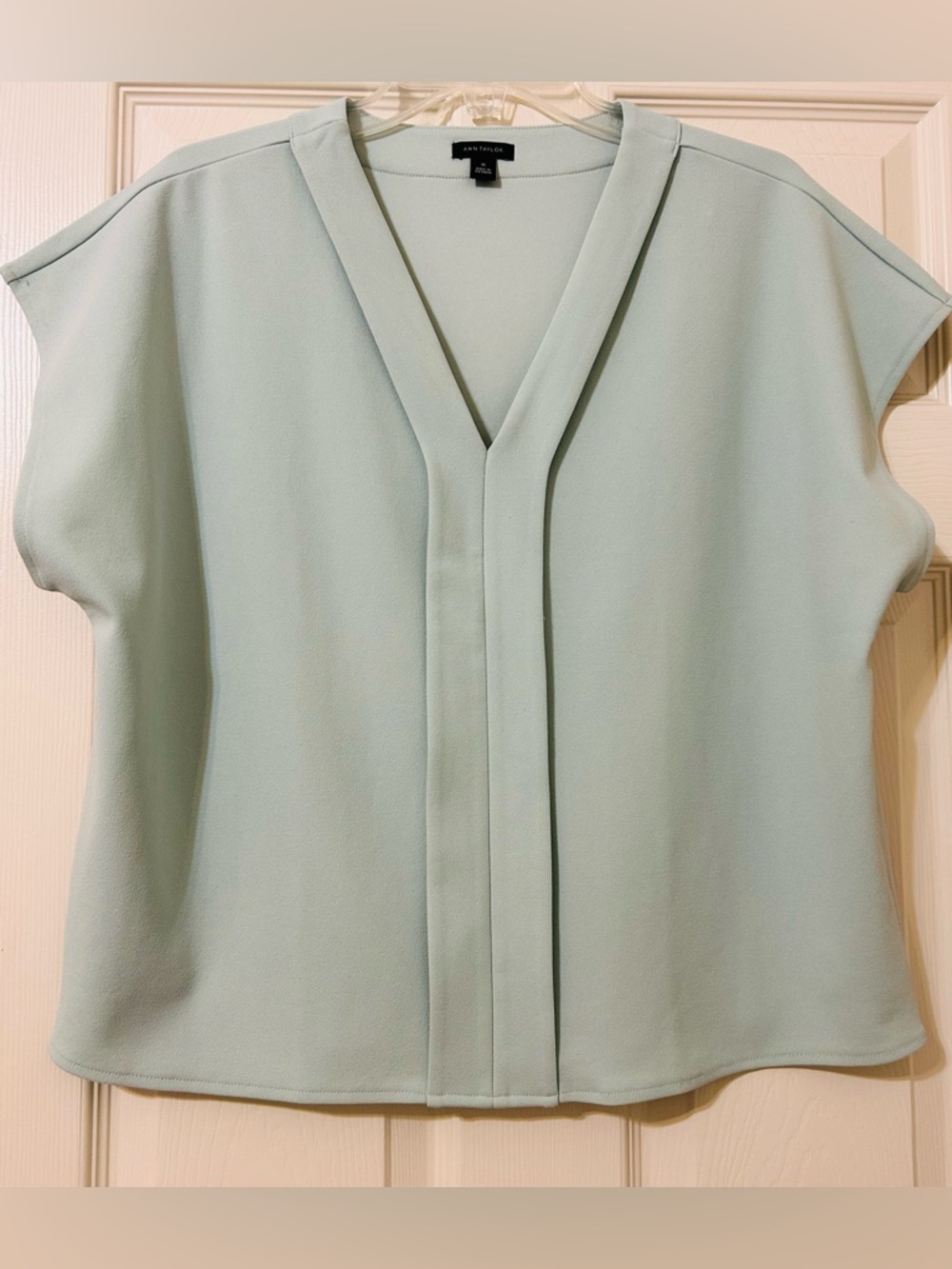 Ann Taylor Soft Mint V-Neck Cap Sleeve Blouse